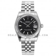 Datejust 31 278274 Black Dial Stick Markers in Steel