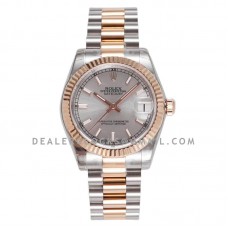 Datejust 31 Silver Dial Diamond Markers in Everose Gold/Steel on President Bracelet