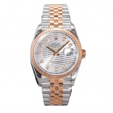 Datejust 36 126231 Silver Motif Dial with Stick Marker in Steel/Rose Gold in Jubilee