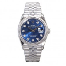 Datejust 36 126234 Blue Motif Dial with Diamond Marker in Steel in Jubilee