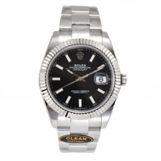 Datejust 41 126334 Bright Black Dial Stick Markers on Oyster Bracelet