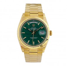 Daydate 36 128238 Green Dial with Sticker in Yellow Gold