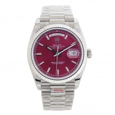 Daydate 36 Red Dial with Sticker in White Gold
