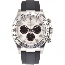 Daytona 116519 White Dial in White Gold on Rubber Strap