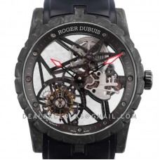 Excalibur Carbon Flying Tourbillon on Black Rubber Strap