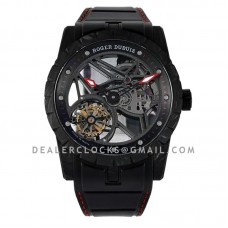 Excalibur Carbon Flying Tourbillon on Black Rubber Strap with Red Stitching