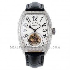 Giga Tourbillon White Dial with Diamond Bezel on Steel