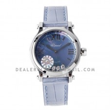 Happy Sport Automatic 33mm Blue MOP Dial in Steel on Blue Leather Strap