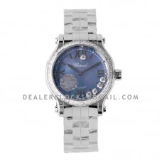 Happy Sport Automatic 33mm Blue MOP Dial with Diamond Bezel in Steel