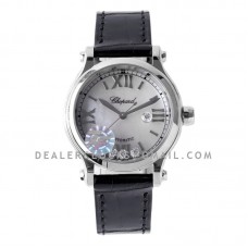 Happy Sport Automatic 33mm MOP Dial in Steel on Black Leather Strap