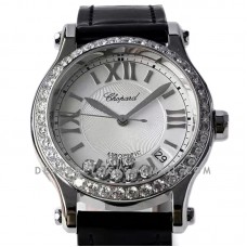 Happy Sport Automatic Black with Diamond Bezel