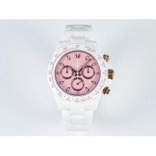 Daytona AET White Ceramic Case and Bracelet Pink Dial N6F Best Edition SA4130