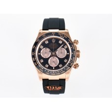Daytona 126515 QF 1:1 Best Edition Black/RG Diamonds Dial on Oysterflex Strap SH4131 V6（Gain Weight）