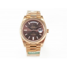 DayDate 40 228235 ARF 904L Steel Brown Crystal Diamonds Bezel on President Bracelet VR3255