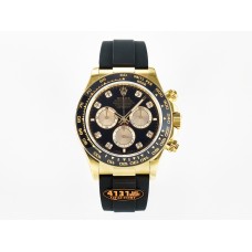 Daytona 126518 QF 1:1 Best Edition Black/YG Diamonds Dial on Oysterflex Strap SH4131 V6（Gain Weight）