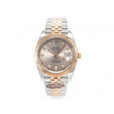 DateJust 41 126331 904L SS/RG Clean 1:1 Best Edition Steel Silver Diamond Stick Dial on Jubilee Bracelet VR3235