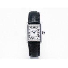 Tank Solo Ladies 28mm SS AF 1:1 Best Edition White Dial on Black Leather Strap Ronda Quartz