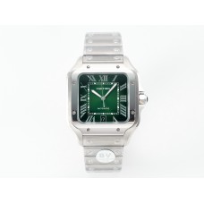 Santos de Cartier 40mm SS 2018 BVF 1:1 Best Edition Green Dial on SS SmartLinks Bracelet MIYOTA 9015 V2