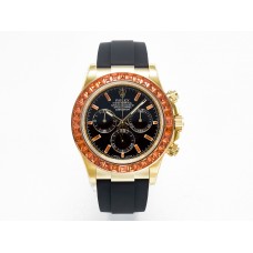 Daytona 116518 YG Orange Crystal Bezel N6F Best Edition Black Dial on Oysterflex Strap SA4130
