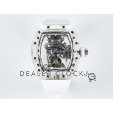 RM56-01 Transparent Tourbillon RMF Best Edition Skeleton Dial on White Rubber Strap
