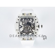 RM56-02 Transparent Tourbillon RMF Best Edition Skeleton White Dial on White Rubber Strap