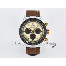 Daytona DIW “DESERT EAGLE” White Carbon DIWF 1:1 Best Edition Cream/Brown Dial on Brown Nylon Strap SH4130
