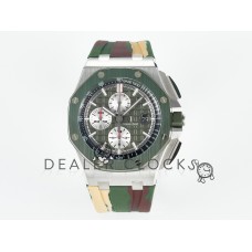 Royal Oak Offshore 44mm SS TKF 1:1 Best Edition Green Dial on Green Camou Rubber Strap A3126