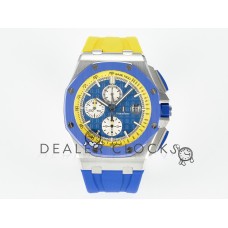 Royal Oak Offshore 44mm SS TKF 1:1 Best Edition Blue/Yellow Dial on Blue/Yellow Rubber Strap A3126