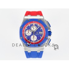 Royal Oak Offshore 44mm SS TKF 1:1 Best Edition Blue/Red Dial on Blue/Red Rubber Strap A3126