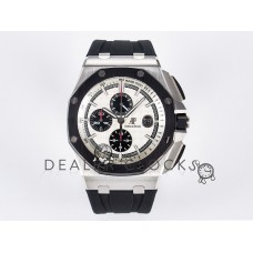 Royal Oak Offshore 44mm SS TKF 1:1 Best Edition White Dial on Black Rubber Strap A3126