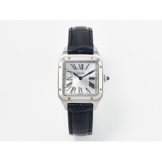 Santos Dumont 27.5mm IWSF Best Edition Silver Dial on Black Leather Strap Quartz