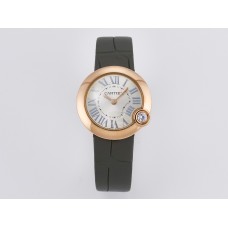 Ballon Blanc De Cartier 30mm RG DRF 1:1 Best Edition Silvered Texture Dial on Green Leather Strap Ronda Quartz