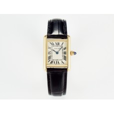 Tank Must Small YG 29mm DRF 1:1 Best Edition YG Dial on Black Leather Strap Swiss Quartz