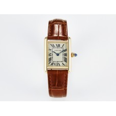 Tank Must Small YG 29mm DRF 1:1 Best Edition YG Dial on Brown Leather Strap Swiss Quartz