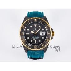 Sea Dweller 43mm Carbon DIWF Best Edition Black Dial YG Bezel on Blue Nylon Strap A2824