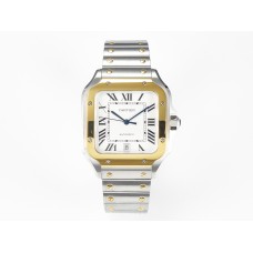 Santos de Cartier 40mm 2018 BVF 1:1 Best Edition YG Bezel White Dial on SS SmartLinks Bracelet MIYOTA 9015