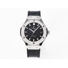 Classic Fusion 38mm SS JJF 1:1 Best Edition Black Dial on Black Gummy Leather Strap