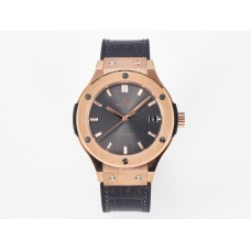 Classic Fusion 38mm RG JJF 1:1 Best Edition Gray Dial on Black Gummy Leather Strap