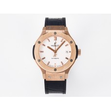 Classic Fusion 38mm RG JJF 1:1 Best Edition White Dial on Black Gummy Leather Strap