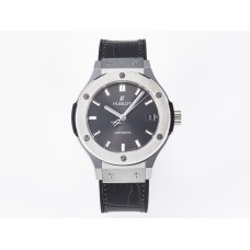 Classic Fusion 38mm SS JJF 1:1 Best Edition Gray Dial on Black Gummy Leather Strap