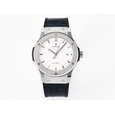 Classic Fusion 42mm SS JJF 1:1 Best Edition White Dial on Black Gummy Leather Strap