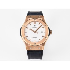 Classic Fusion 42mm RG JJF 1:1 Best Edition White Dial on Black Gummy Leather Strap