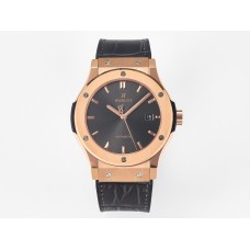 Classic Fusion 42mm RG JJF 1:1 Best Edition Gray Dial on Black Gummy Leather Strap