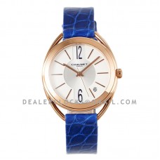 Liens Lumiere White Dial in Rose Gold on Blue Strap
