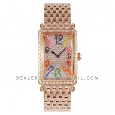 Long Island 952QZ Diamond Paved Dial in Rose Gold with Colourful Markers