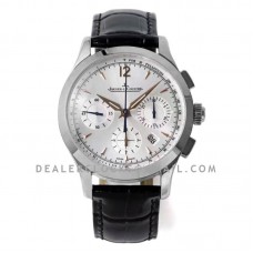 Master Control Chronograph White Dial with Rose Gold Hands in Steel