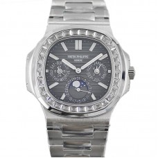 Nautilus 5740 Grey Dial with Diamond Bezel in Steel