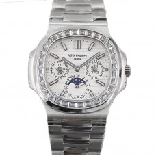 Nautilus 5740 White Dial with Diamond Bezel in Steel