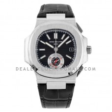Nautilus 5980/1A-014 Black Dial in Steel on Leather Strap