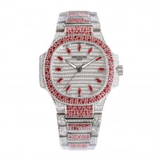 Nautilus 7118/1452G-001 Diamond Paved Dial with Red Diamond Markers in White Gold